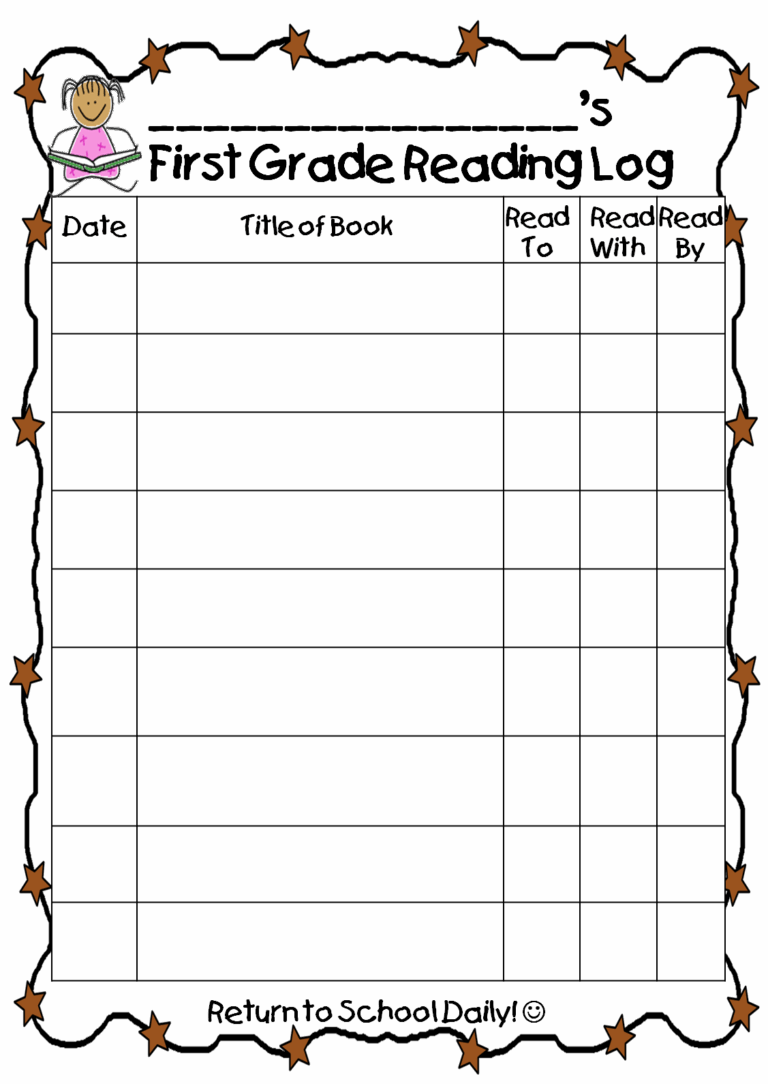 1St Grade Reading Log Printable Free - smartteachpages.com