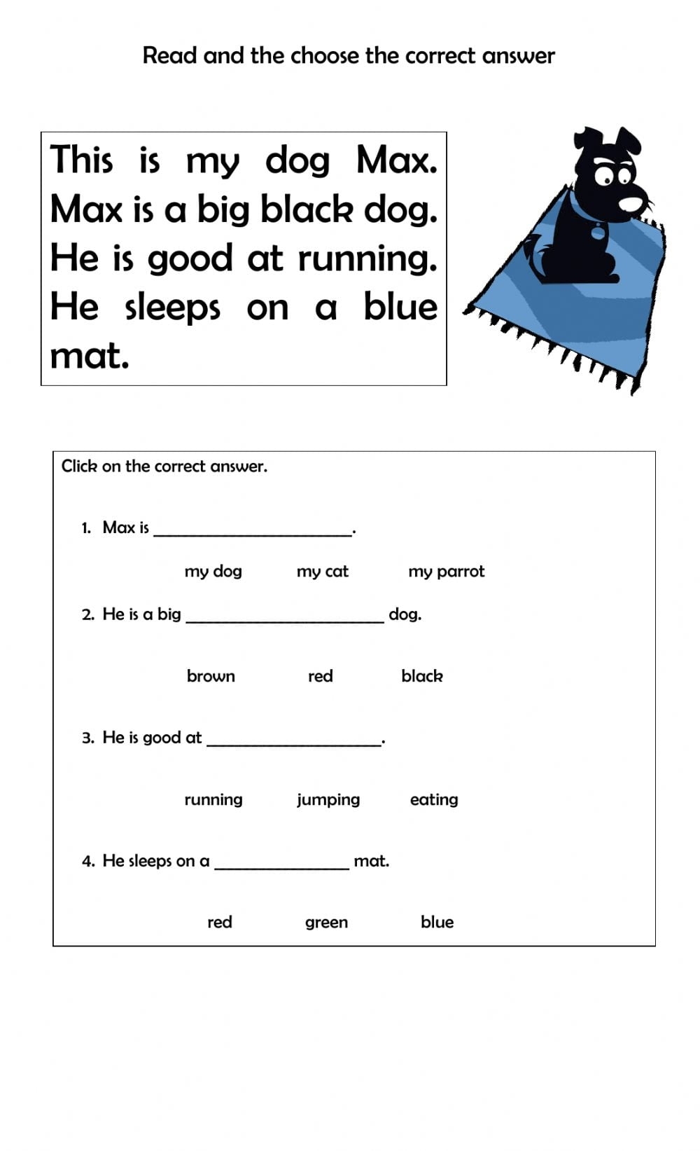 1 Grade Printable Reading Paragraph With Questions Worksheets Reading