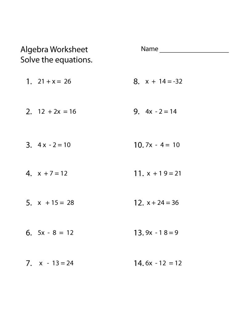 10 Grade Algebra Worksheets Language Worksheets