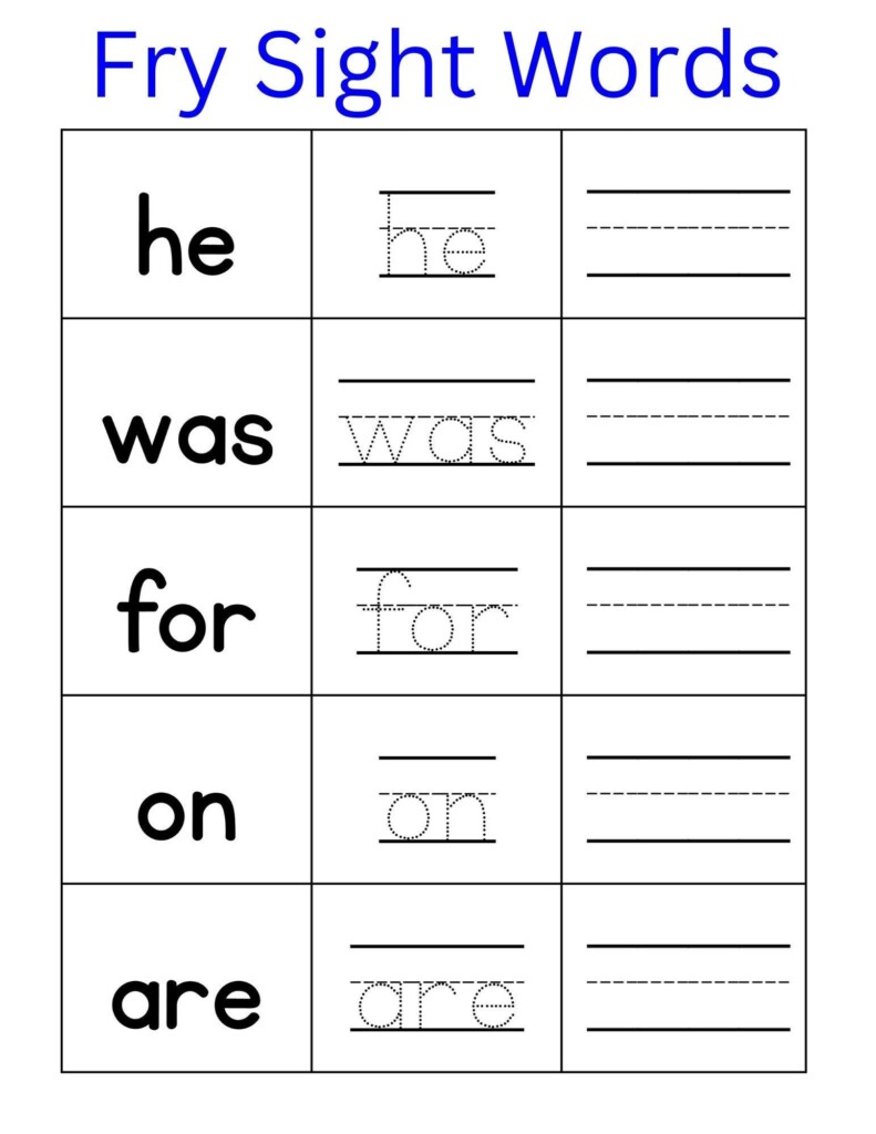 100 Printable Fry Hundred Sight Words Kindergarten Sight Word First 