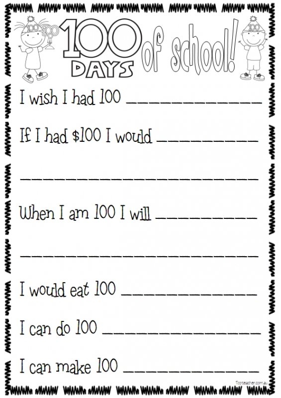 100th Day Activity Pack 100th Day Of School Writing Prompts 