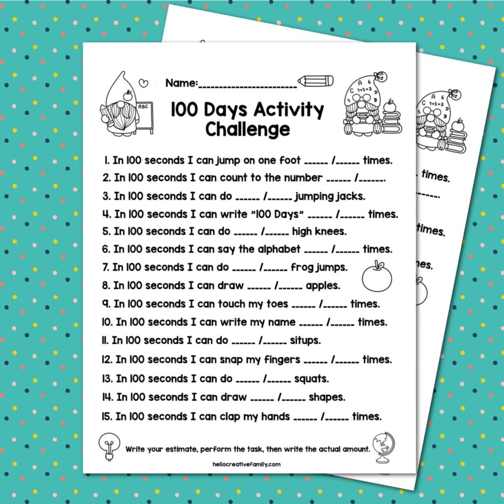 100th Day Of School Worksheets And Printouts Worksheets Library