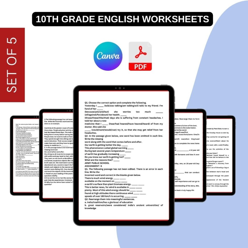 10th Grade English Worksheets Printable Template In PDF Word