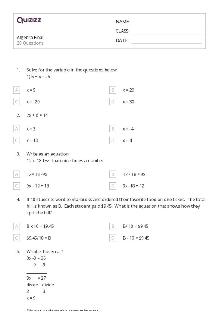10th Grade Math Worksheets Worksheets Worksheets Worksheets Library