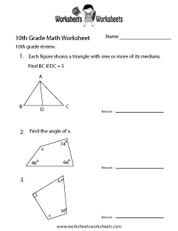 10th Grade Math Worksheets Worksheets Worksheets