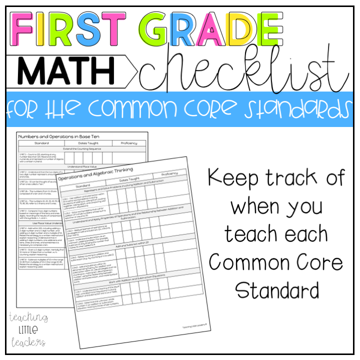 1st Grade First Grade Common Core Standards Printable 