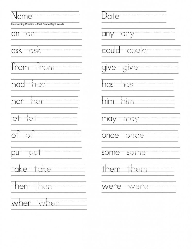 1st Grade Handwriting Worksheets Pdf Printable Templates Online By 