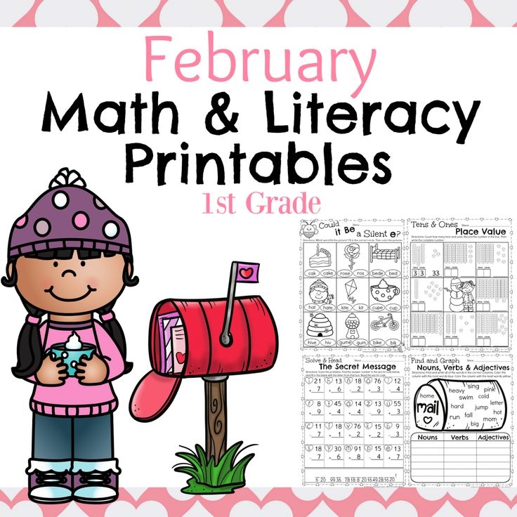 1st Grade Math And Literacy Worksheets For February Planning Playtime 