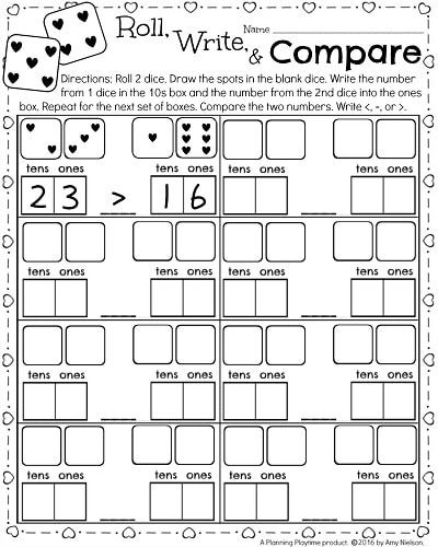 1st Grade Math And Literacy Worksheets For February Planning Playtime 
