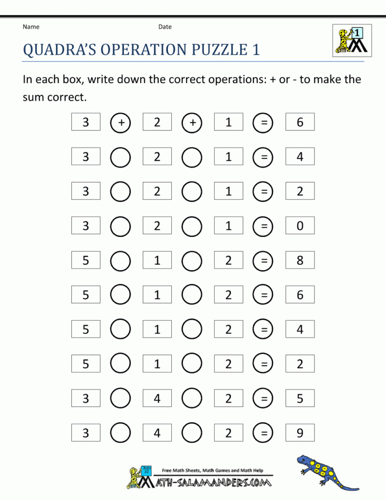1st Grade Math Crosswords Printable Printable Lab