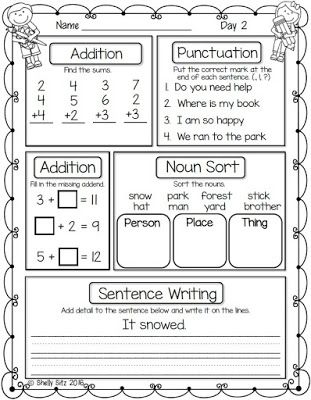 1st Grade Morning Work Worksheets