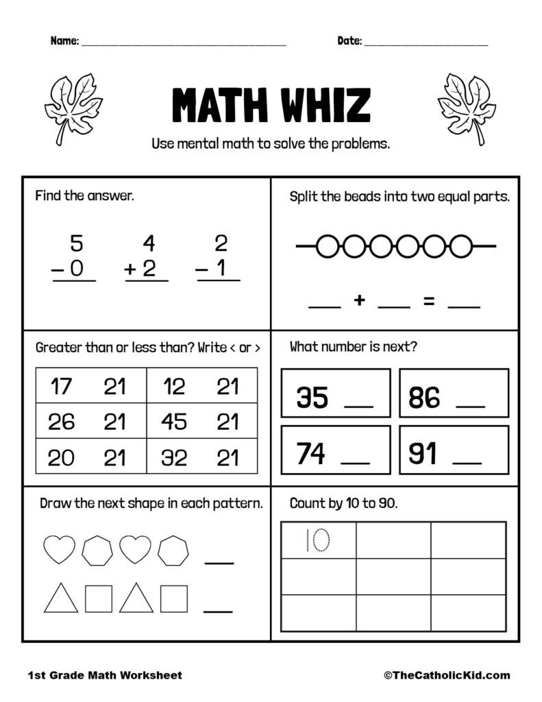 1st Grade Printable Math Worksheets