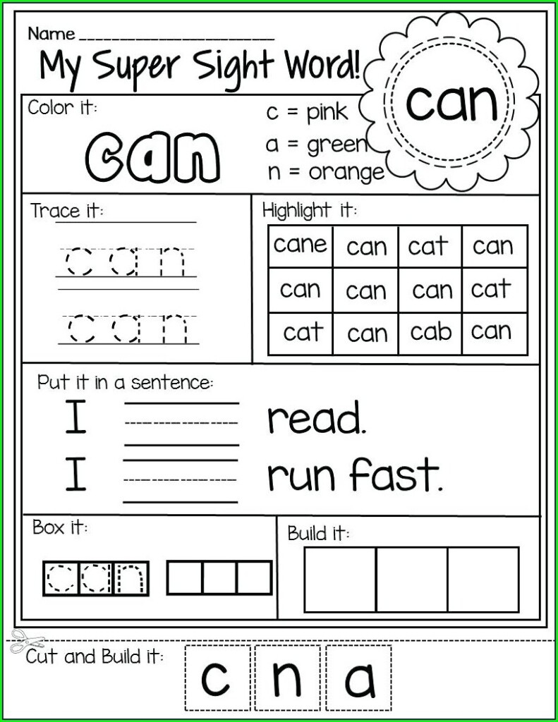 1St Grade Sight Word Worksheets Printable Calendars AT A GLANCE