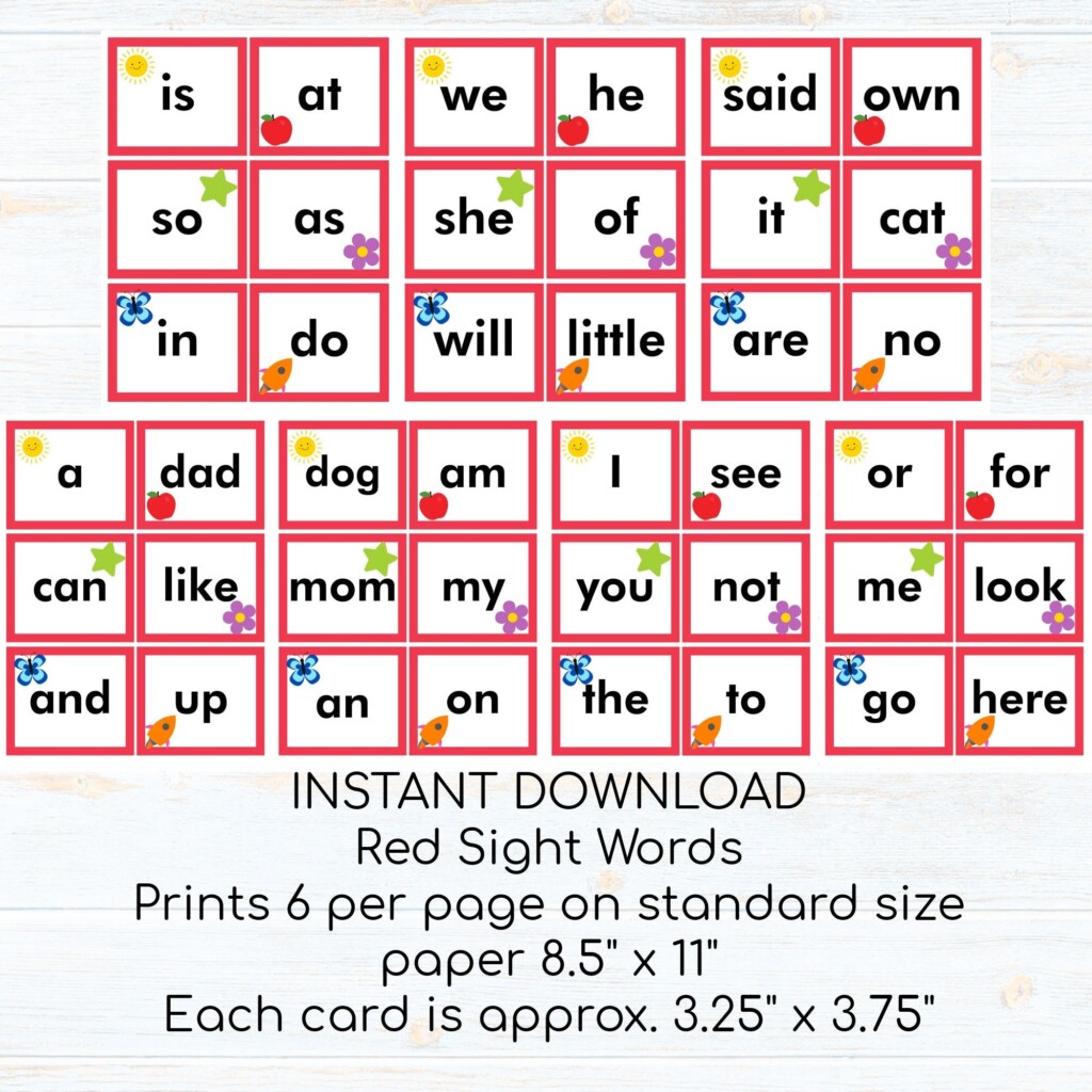 1st Grade Sight Words Flash Cards Printable Hilobright