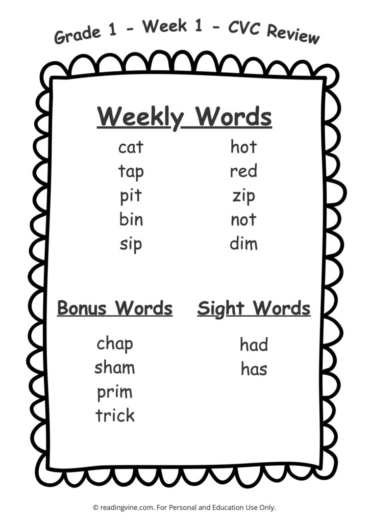 1st Grade Spelling Words Free Printable 36 Week List Worksheets 