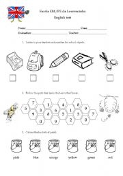 1st Grade Test ESL Worksheet By Figas