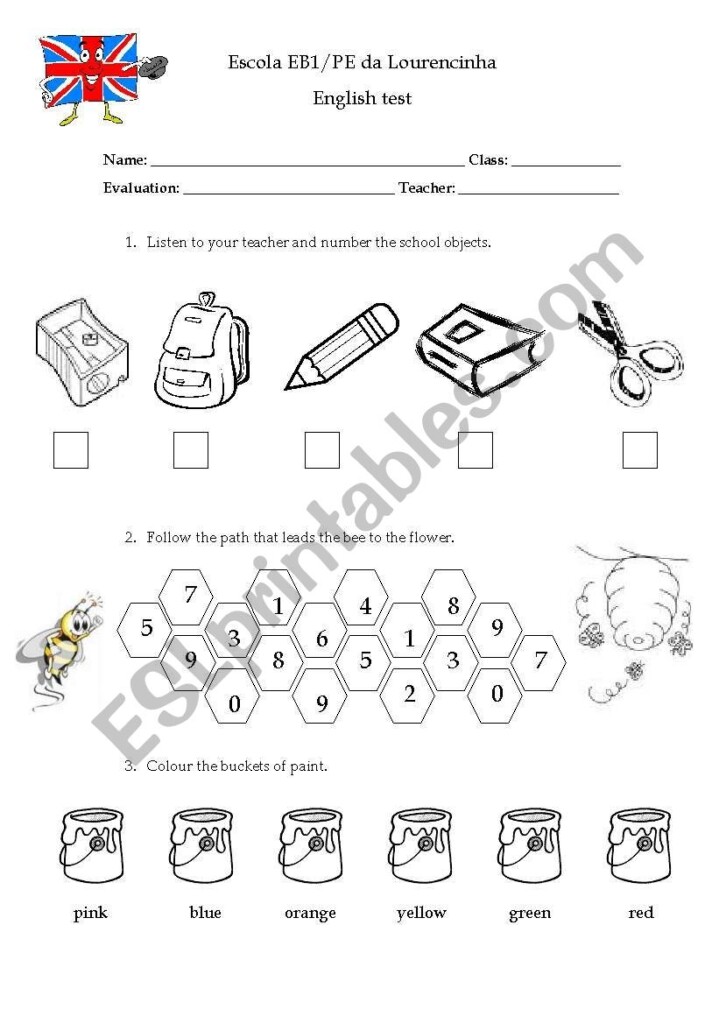 1st Grade Test ESL Worksheet By Figas