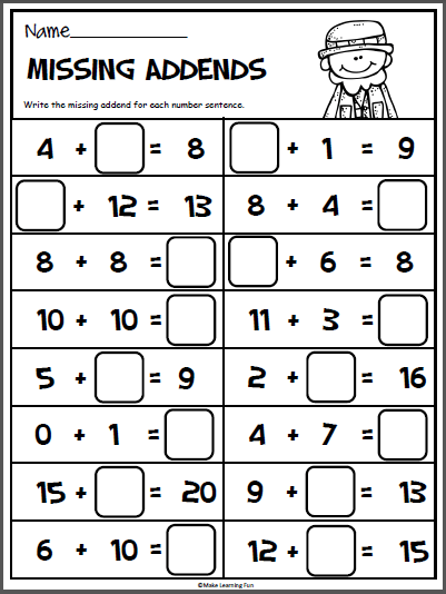 1th Grade Math Worksheets Printable