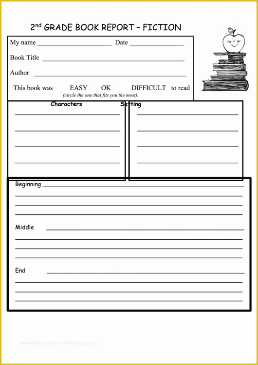 2nd Grade Book Report Template Free Of 2nd Grade Book Report Fiction 