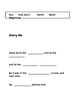 2nd Grade Catholic Prayers Fill In The Blank By Bailey Carr TpT