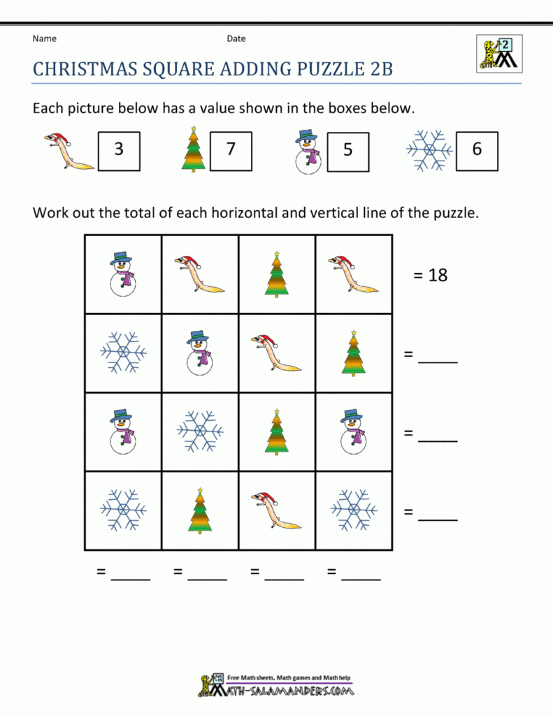 2nd Grade Christmas Math Worksheets Free Printable Math Worksheets 