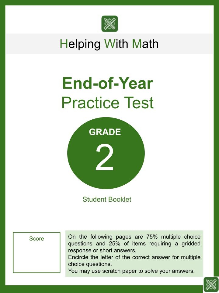 2nd Grade End Of Year Test Booklet Common Core Aligned