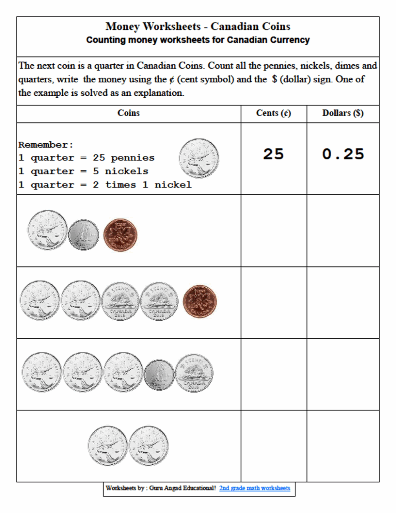 2nd Grade Math Worksheets Money Counting Money Money Maker 