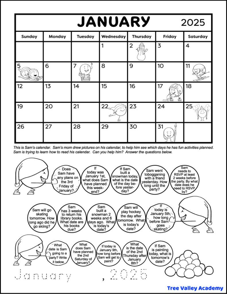 2nd Grade Printable Calendar 2025 Yuma Stone