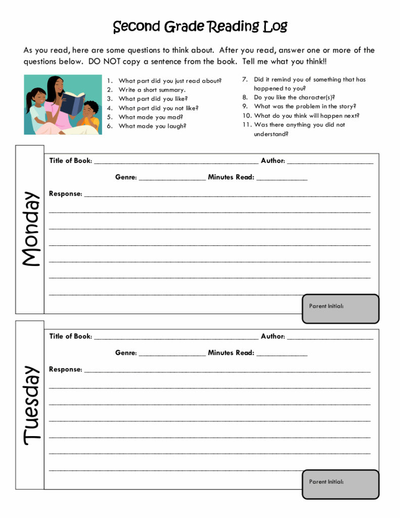 2nd Grade Reading Log Printable