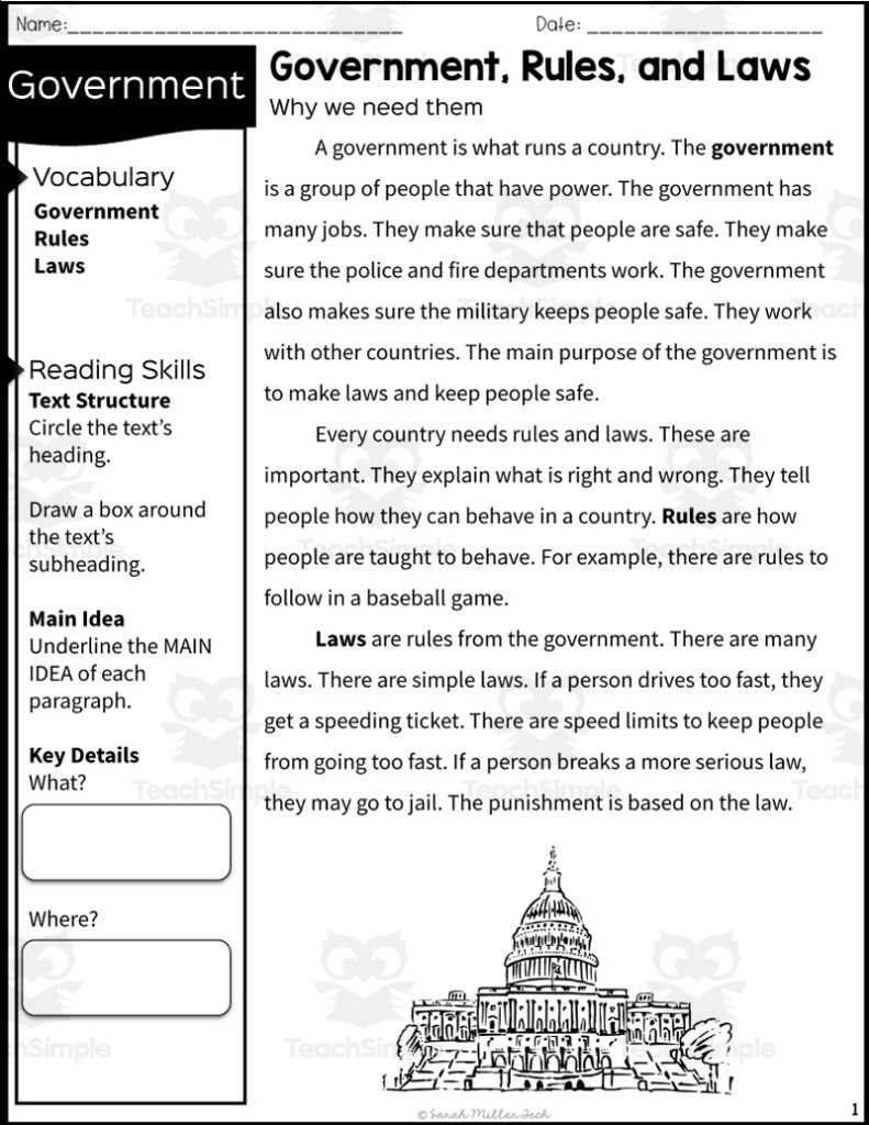 2nd Grade Reading Packet Printable