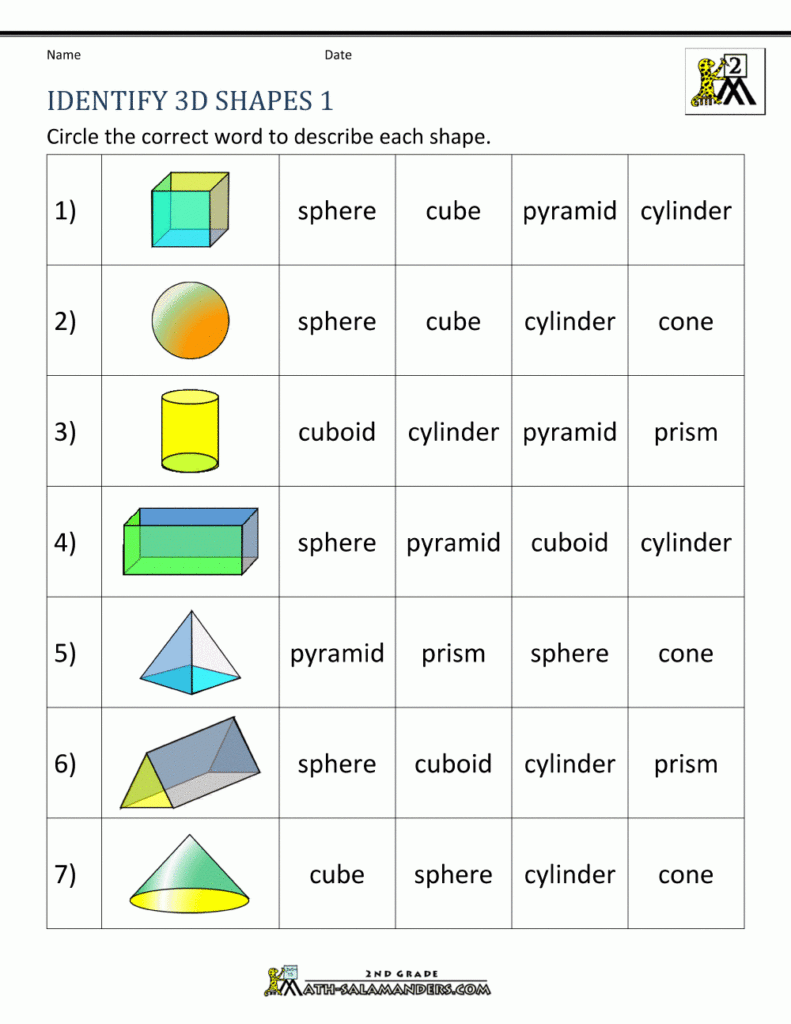 3d Shapes Worksheets 2nd Grade ShapesWorksheets