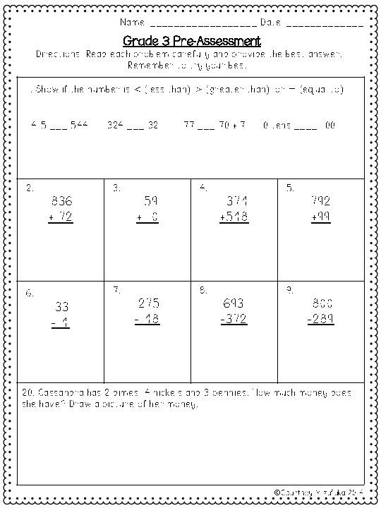 3rd Grade Beginning Of Year Math Assessment Classful