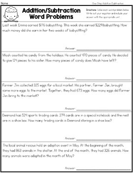 3rd Grade Math Word Problems Printable Worksheets By My Class 101