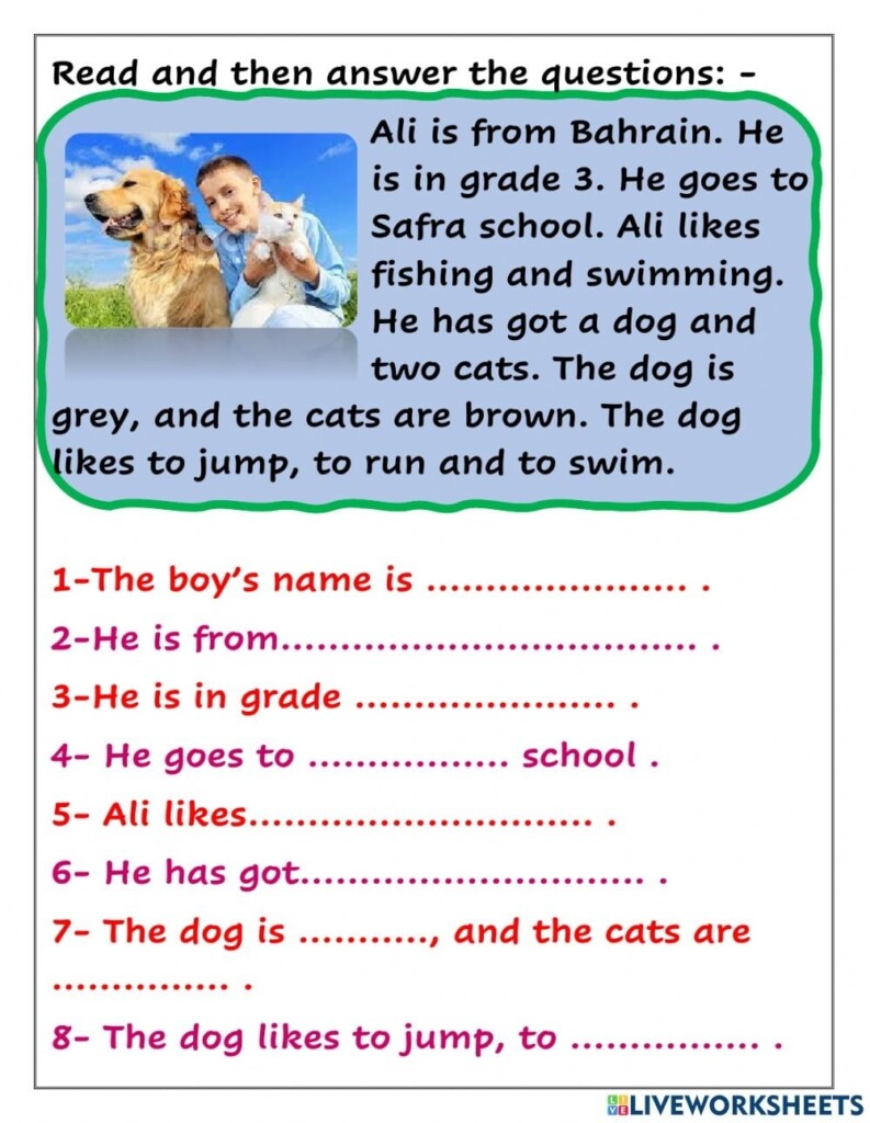 3rd Grade Printable Reading Worksheets Reading Worksheet Printable
