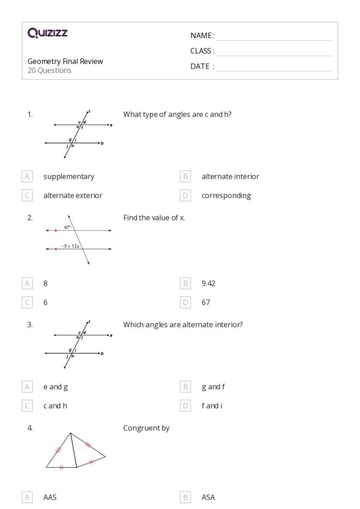 50 Geometry Worksheets For 9th Grade On Quizizz Free Printable 