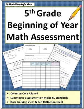 5th Grade Beginning Of Year Math Assessment By Mindful Meaningful Math