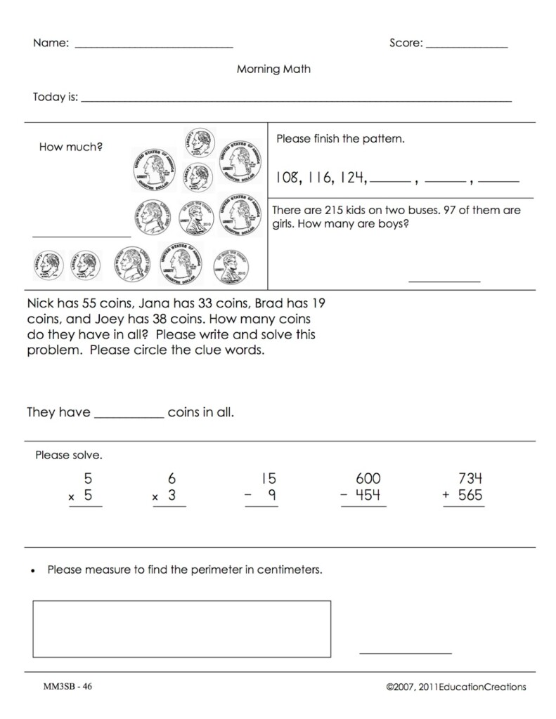 5th Grade Math Practice Test Printable