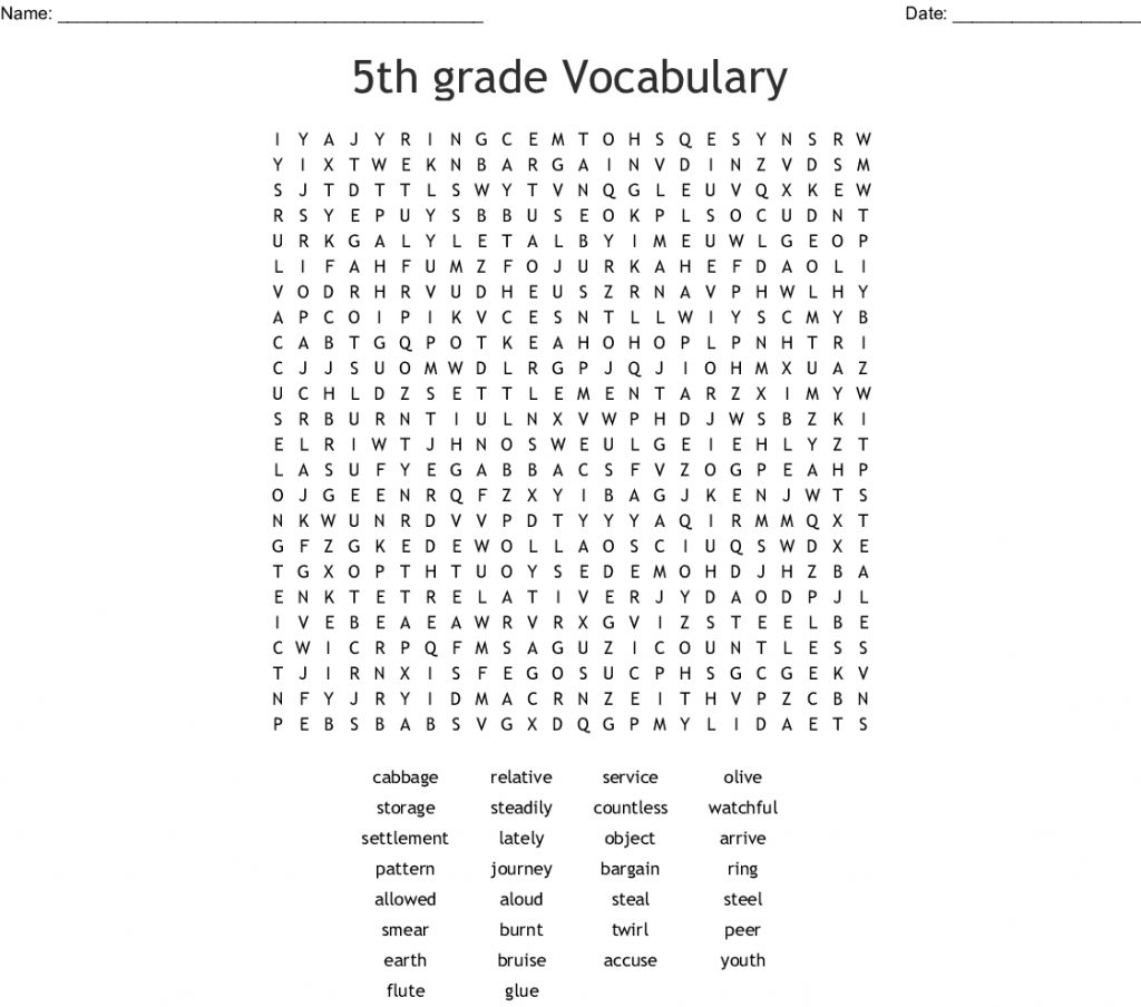5Th Grade Vocabulary Word Search Wordmint Word Search Printable