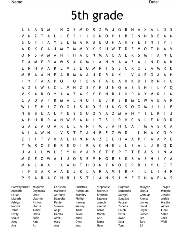 5th Grade Word Search Free Printable Word Search Maker
