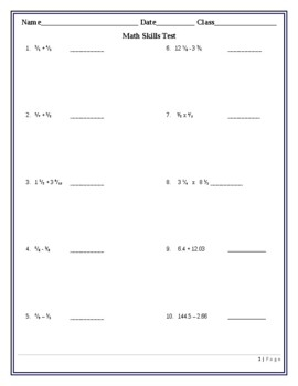 6th Grade Math Pretest By Kimberly Walter Teachers Pay Teachers