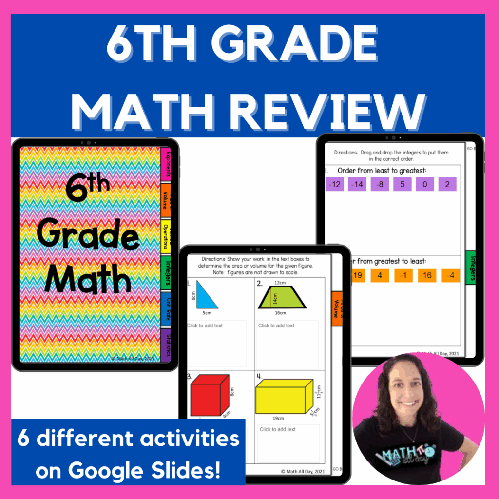 6th Grade Math Review Digital Activities
