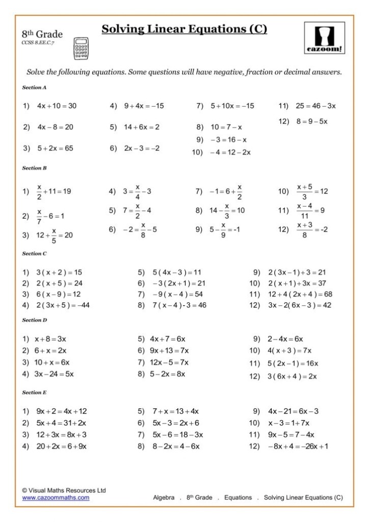 8th Grade Math Worksheets Printable PDF Worksheets Times Tables 