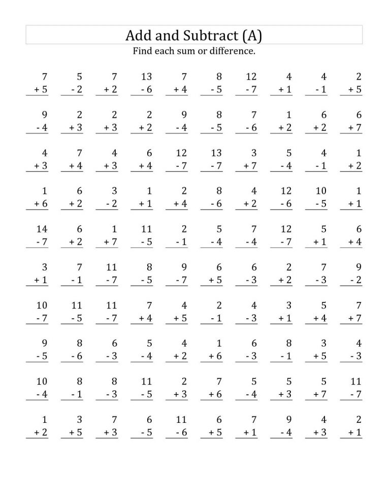 Addition And Subtraction Worksheets Learning Printable