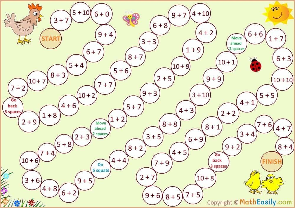 Addition Board Games Printable FREE Math Addition Games Printable 