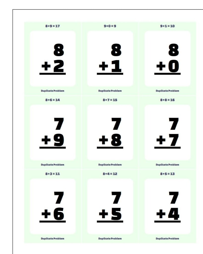 Addition Flashcards Printable