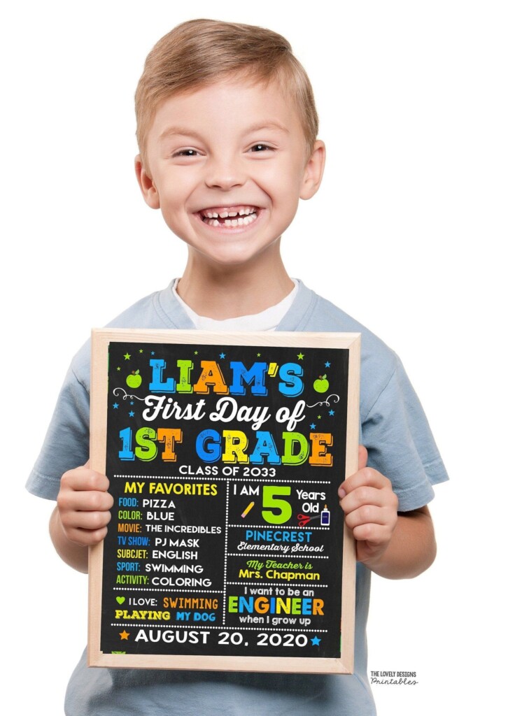 Boy First Day Of School Sign Printable Back To School Sign First Day Of 