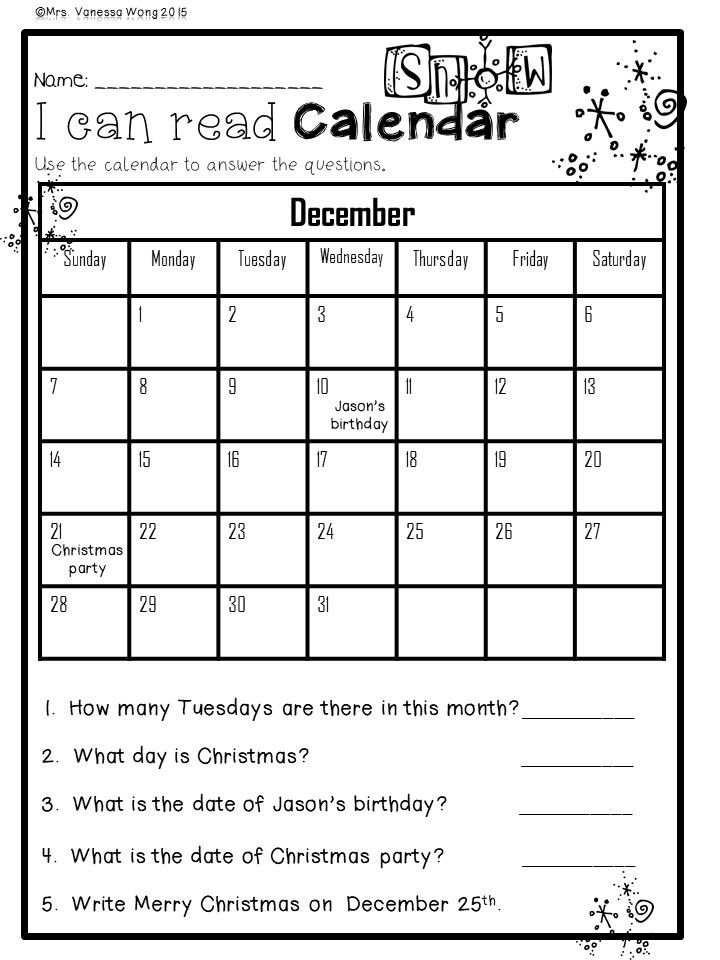 Calendar Worksheets For Grade 2 Preschool Calendar Printable