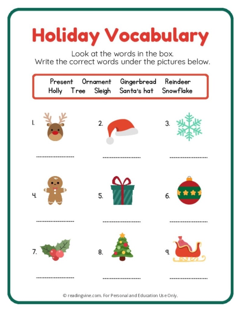 Christmas Themed Worksheets Printable Worksheets