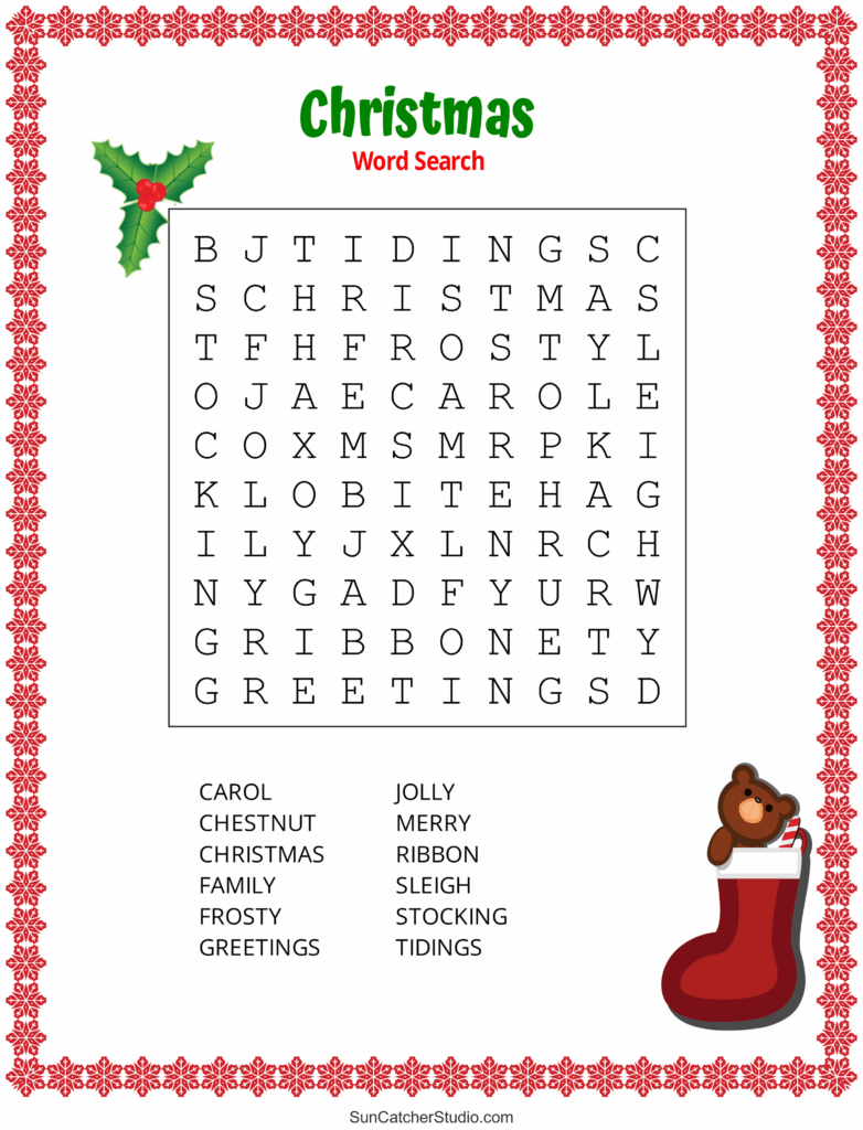 Christmas Word Search Free Printable Pdf Easy Printable Free Templates