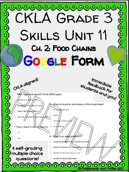 CKLA Grade 3 Skills Unit 11 Ecology Google Form Quiz BUNDLE TpT